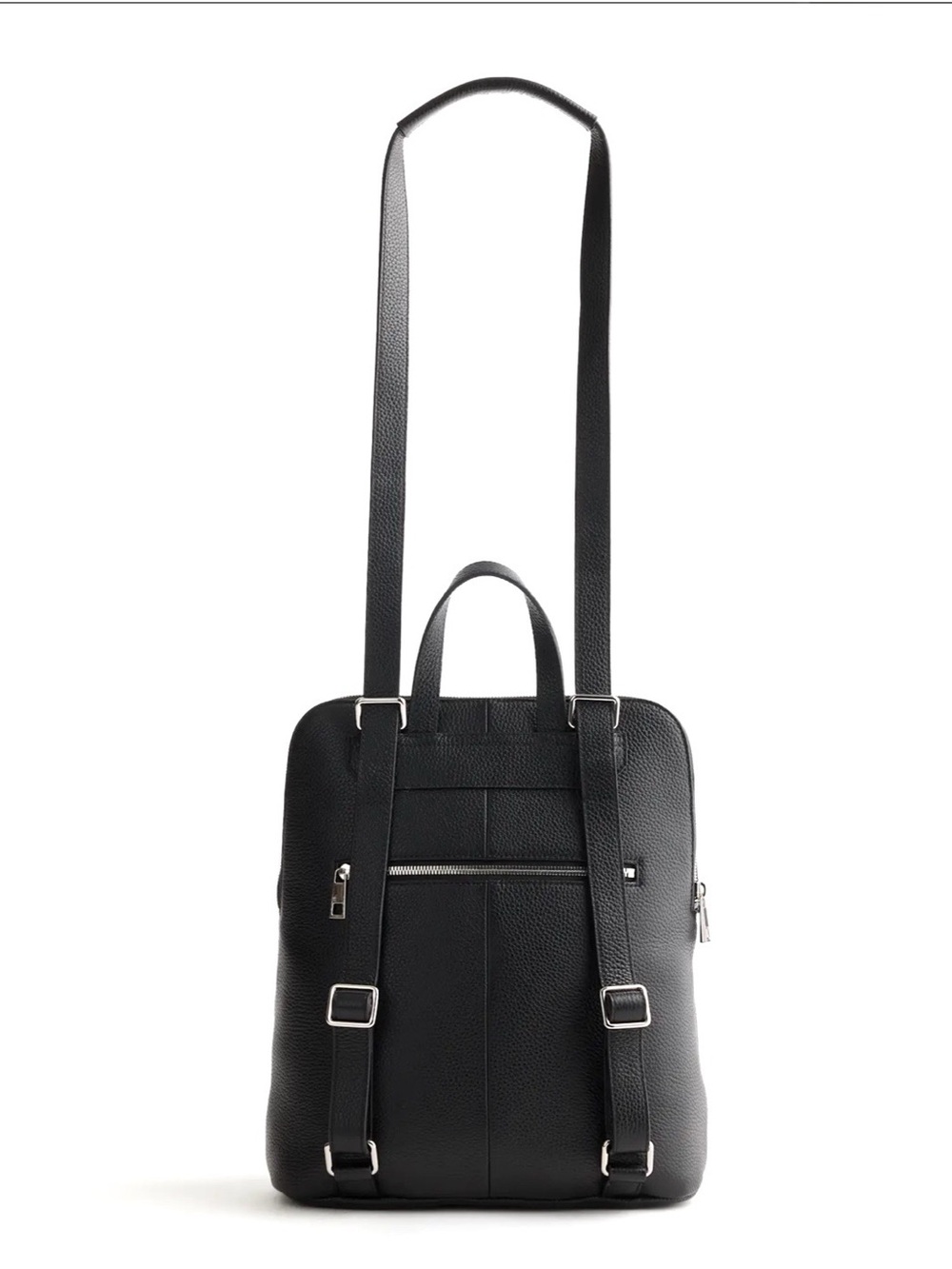 L.CREDI Black Pebble Leather Convertible Backpack Shoulder Bag Made in Italy - Picture 2 of 10